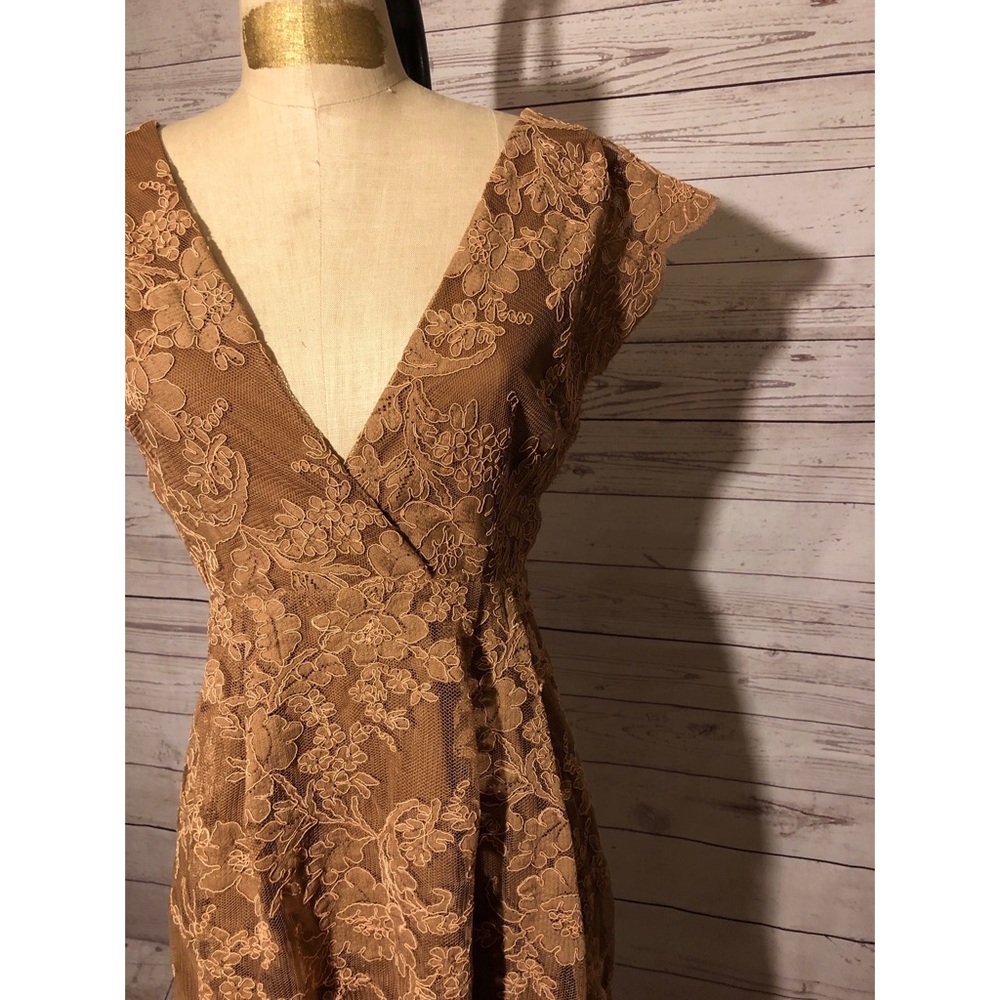 Young by Yoyo Yeung French lace deep v day dress
